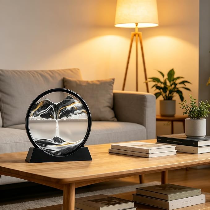 Moving Sand Art Picture- Sand Art Liquid Motion 3D Sandscape, Round Glass Frame - Image 6