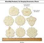 16 pcs Mixed Styles Cute Flower Theme Undyed Wood Cutout Charms Spring - Image 2