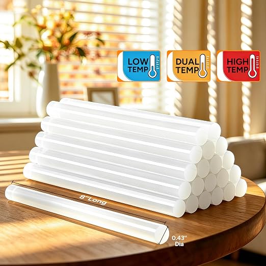 50 PCS Full Size Hot Glue Sticks 8" X 0.43" | Strong Bonding - Image 2
