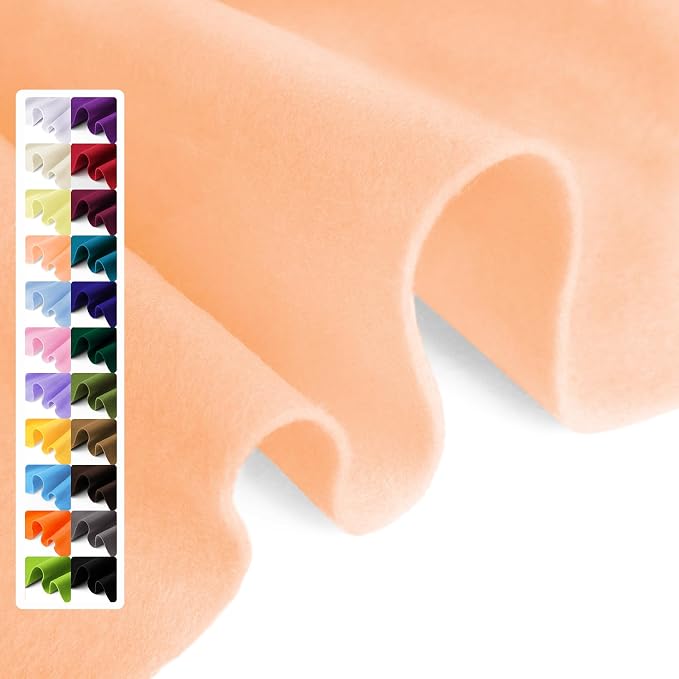 Cream Blush Soft Felt Fabric Sheet, 1.6mm Thick by Grainear