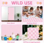 Pink Checkered Bulletin Board Paper Roll Retro Pastel Pink Bulletin Board - Image 7