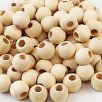 100pcs DIY 18mm Natural Wood Beads Unfinished Round Wooden Loose Spacer Beads - Image 5
