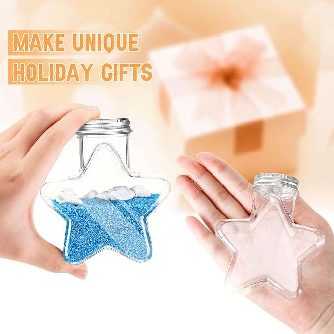 Yinkin 50 Pcs 5.5 oz Star Sand Art Bottles Plastic Clear Sand Bottles - Image 3