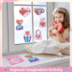 Qyeahkj 6 Pcs Valentine's Day Arts Crafts DIY Heart Bear Gem Diamond Suncatcher - Image 5
