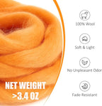 3.4oz Felting Wool Sun Orange, Needle Felting Wool, Wool Roving - Image 2