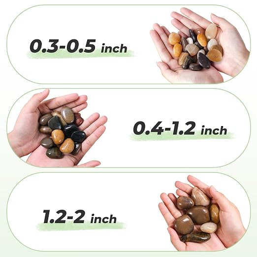 SIDONG 20 LB Mixed River Rocks, 1.2-2 Inches Highly Polished Pebbles - Image 4