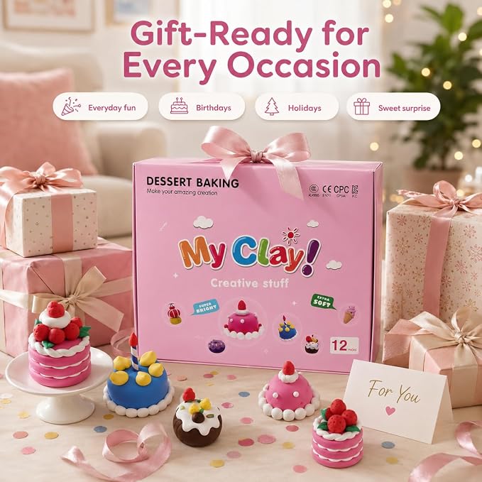 Air Dry Clay Kit for Kids, 12 Dessert Baking Modeling Clay for Kids, DIY Model - Image 4