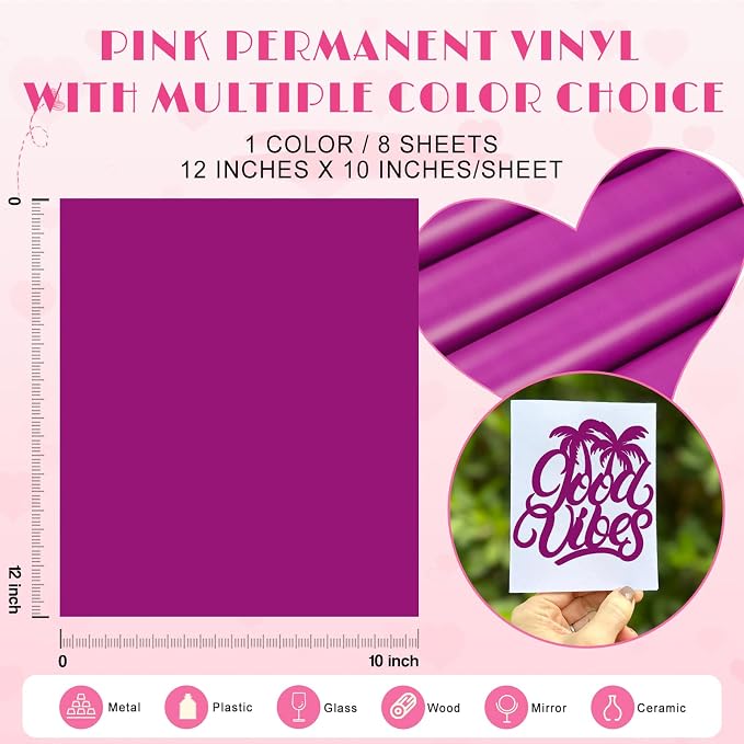 Tintnut Pink Purple Permanent Vinyl 8 Sheets 12''x10'' Adhesive Vinyl | Solid - Image 2