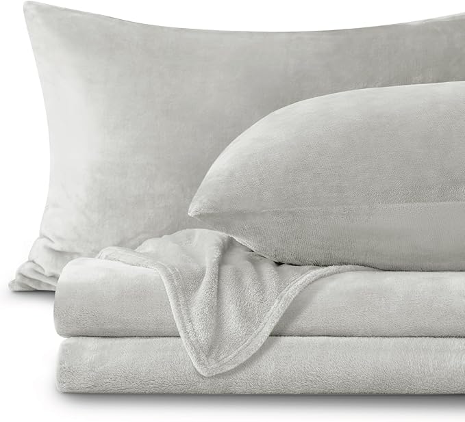 BEDELITE Flannel Sheets Twin Size Light Grey by BEDELITE