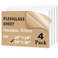 4 Pack 24" x 36" Plexiglass Sheets 1/4 inch Thick | Clear Acrylic Sheets Panel by Unknown