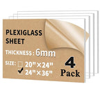 4 Pack 24" x 36" Plexiglass Sheets 1/4 inch Thick | Clear Acrylic Sheets Panel by Unknown