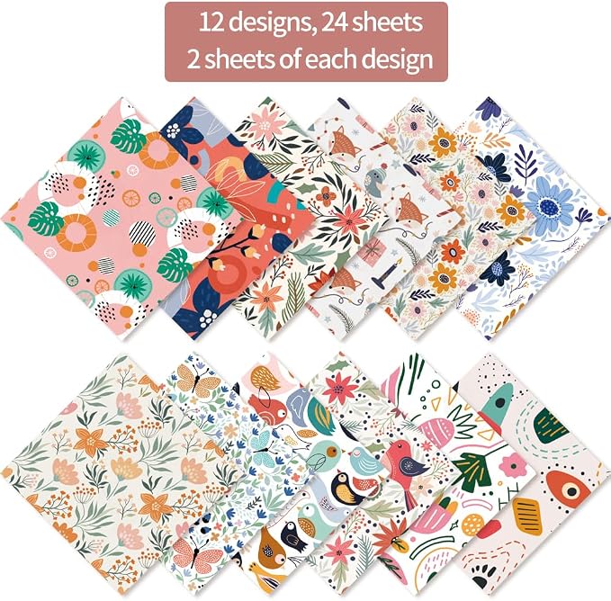 6x6” 160gsm cardstock Single Sided Scrapbooking 24 Papers Pad vintage decoupage - Image 2