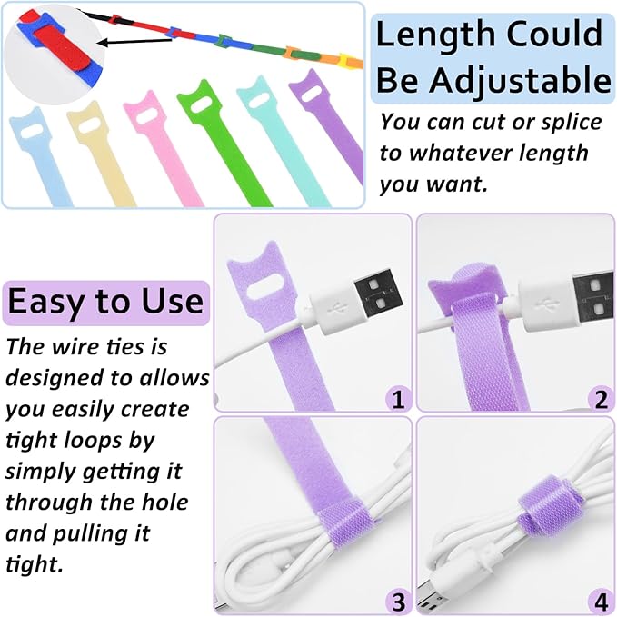 80pcs Cable Ties Reusable Macaron-inspired Color Wire Ties Cable Management - Image 6