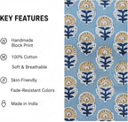 E-Tailor® Hand-Block Printed Pre-Cut Floral Cotton Fabric - Image 2
