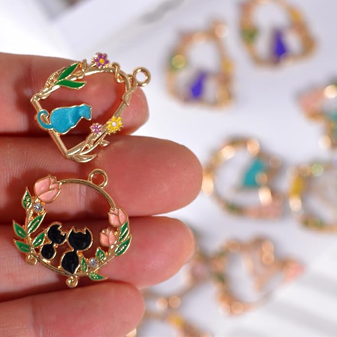Bulk Gold Enamel Charms for Jewelry Making, Colorful Metal Charms Pendant for - Image 5