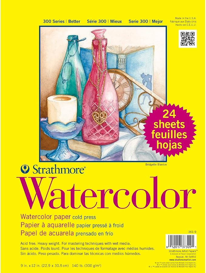 Strathmore 300 Series Watercolor Paper Pad, 9x12 inches, 24 Sheets by StrathmorePaper