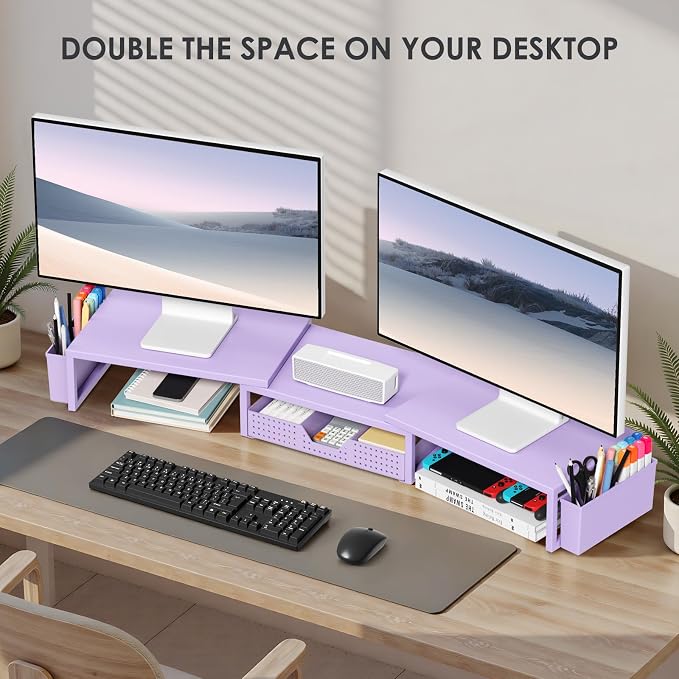 OPNICE Desk Organizers and Accessories, Dual Monitor Stand Riser - Image 4