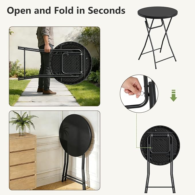 Folding Table, 32 Inch Foldable Cocktail Bar, High Top Round Folding Tables No - Image 8