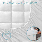 HYLEORY Full XL Mattress Pad Quilted Fitted Mattress Protector Cooling Pillow - Image 5