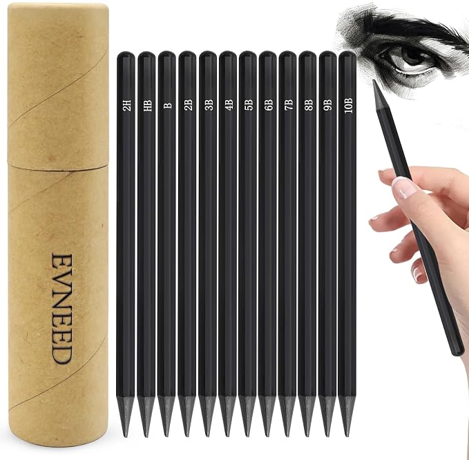EVNEED Woodless Pencil Set, Color Black-Set of 12 - Image 2