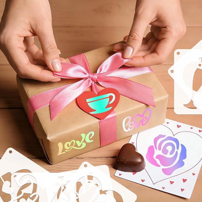 72 PCS 3x3 Inch Valentine‘s Day Stencils - Image 7