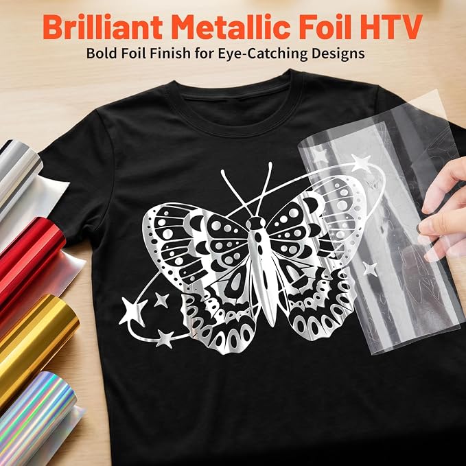 TECKWRAP Heat Transfer Vinyl for T-Shirts, Metallic Silver | Easy Weed HTV Vinyl - Image 5
