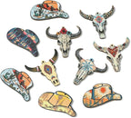18 pcs 9 Styles Western Cattle Theme Wood Cutout Charms Cow Cap Hat Animal Wood - Image 3
