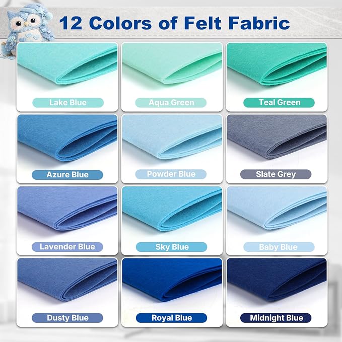 Large Stiff Felt Sheets 8"x35" – 12 Assorted Colors Felt Fabric Bundle Pack - Image 2