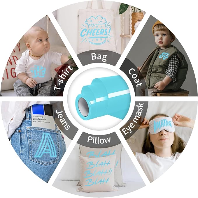 VinylRus Heat Transfer Vinyl-12” x 15FT Light Blue Iron on Vinyl Roll - Image 5