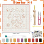 BEUNITONE 2 Sets Gnome Punch Needle Kits Flower Beginner Punch Embroidery Kits - Image 2