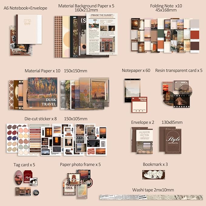 Scrapbooking Supplies Kit, Aesthetic Daily Life Travel Scrapbook Kit - Image 2