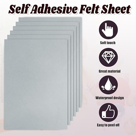 Biaungdo Grey Self Adhesive Felt Sheets, 8 x 12 Inch, Felts Fabric - Image 2