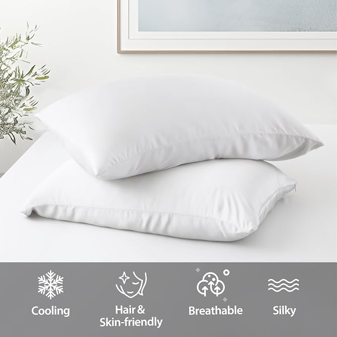 2 Pack Cooling Pillow Cases, Viscose Derived from Bamboo Pillow Protectors King - Image 5