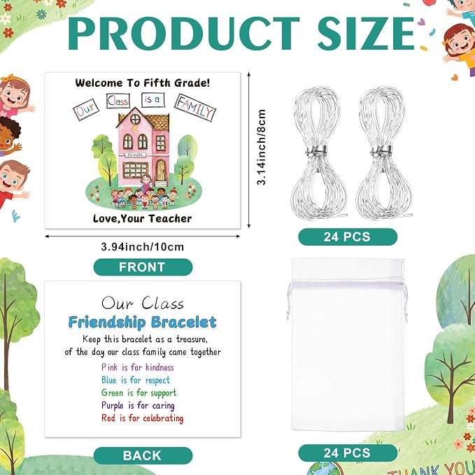 Tondiamo 24 Sets 5th Grade Back to School Gifts Friendship Bracelet Making Kit - Image 2