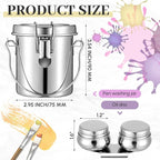 Skybooly 2 Pcs Paint Brush Cleaner Set Stainless Steel Double Dipper Palette - Image 2