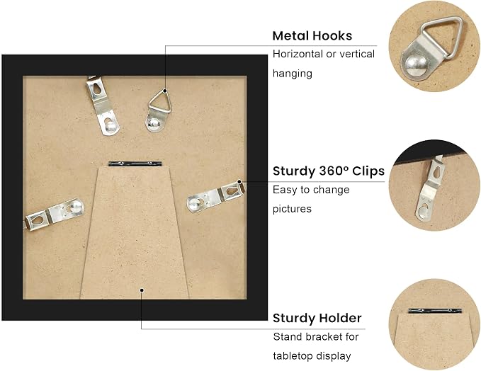 4x4 Picture Frame with Real Glass, Wooden cute 4 x 4 Photo Frame with Wavy Mat - Image 4