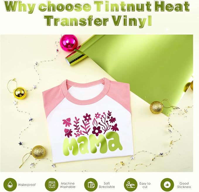 Tintnut Grass Green Holographic HTV Vinyl Roll, easy cut & weed, stretch - Image 3