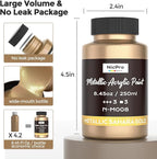 Nicpro Metallic Sahara Gold Acrylic Paint, 8.45oz/250ml Gold Leaf Paint | Large - Image 3
