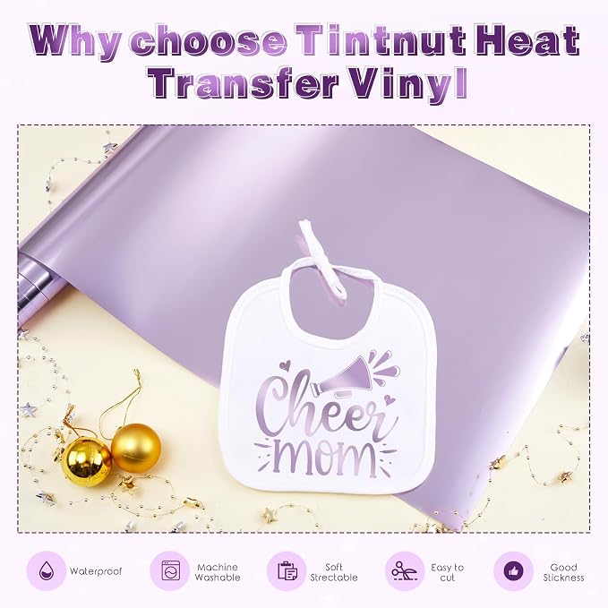 Tintnut Violet Holographic Heat Transfer Vinyl Roll, easy cut & weed, stretch - Image 3