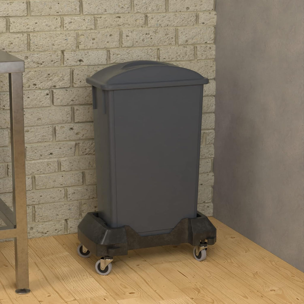 23 Gallon Gray Slim Jim Trash Can with Flat Lid with Handle and Dolly