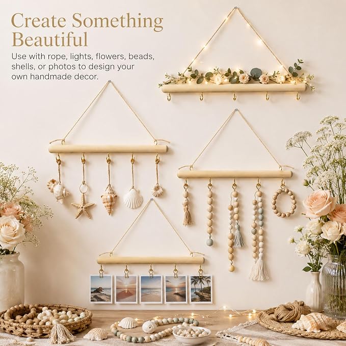 4 Pack 15 Inch Driftwood Jewelry Organizer Wall Decor, Wooden Hanging Branch - Image 6