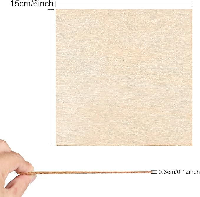 50 Pieces 6x6 Inch Wood Squares Unfinished Basswood Plywood Wooden Sheets 1/8 - Image 2