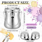 2 Pcs Paint Brush Cleaner Set Stainless Steel Double Dipper Palette Cup Paint - Image 2