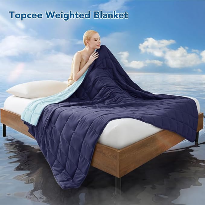 Topcee Weighted Blanket Soft Cooling Heavy Blanket Sleeping, Apply to 190-210 - Image 2