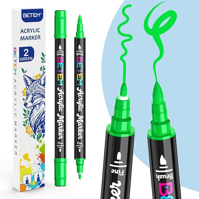 Betem Dual Tip Acrylic Paint Pens, Paint Markers by BetemArtWorld