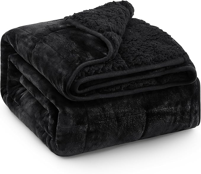 Super Fuzzy Soft Sherpa Fleece Weighted Blanket, 12 lbs Dual Sided Fluffy Heavy by EazfyPro