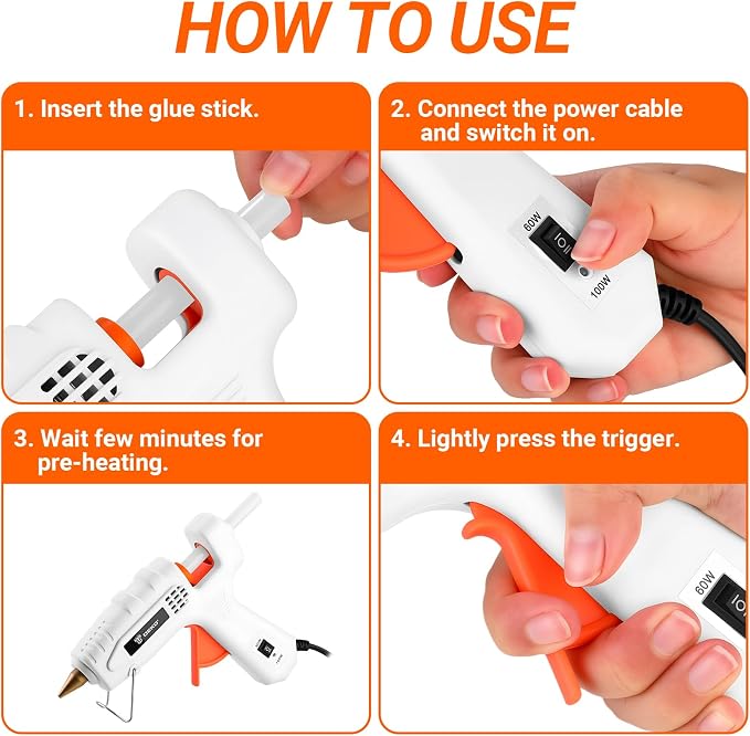 Hot Glue Gun Full Size: DEKOPRO 60/100Watt Dual Temp Hot Glue Gun Kit - Image 5
