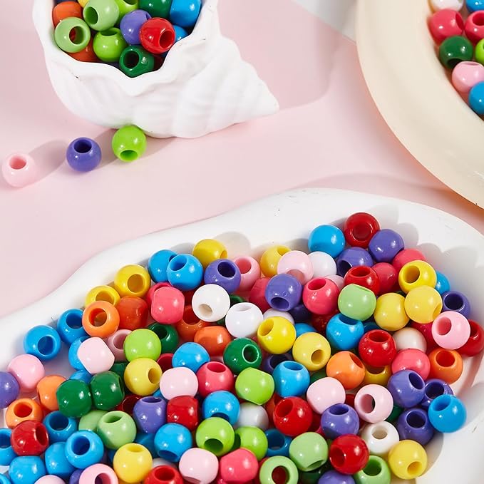 350pcs 12mm Plastics Acrylic Beads DIY Colorful Mix 10 Color Large Hole Pony - Image 3