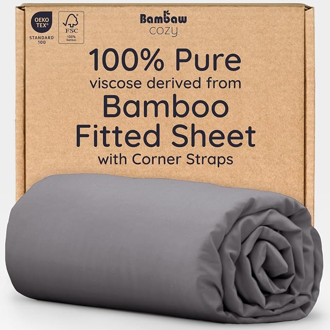 Bambaw 100% Viscose Derived from Bamboo Fitted Sheet, Cooling Fitted Sheet King by Bambaw