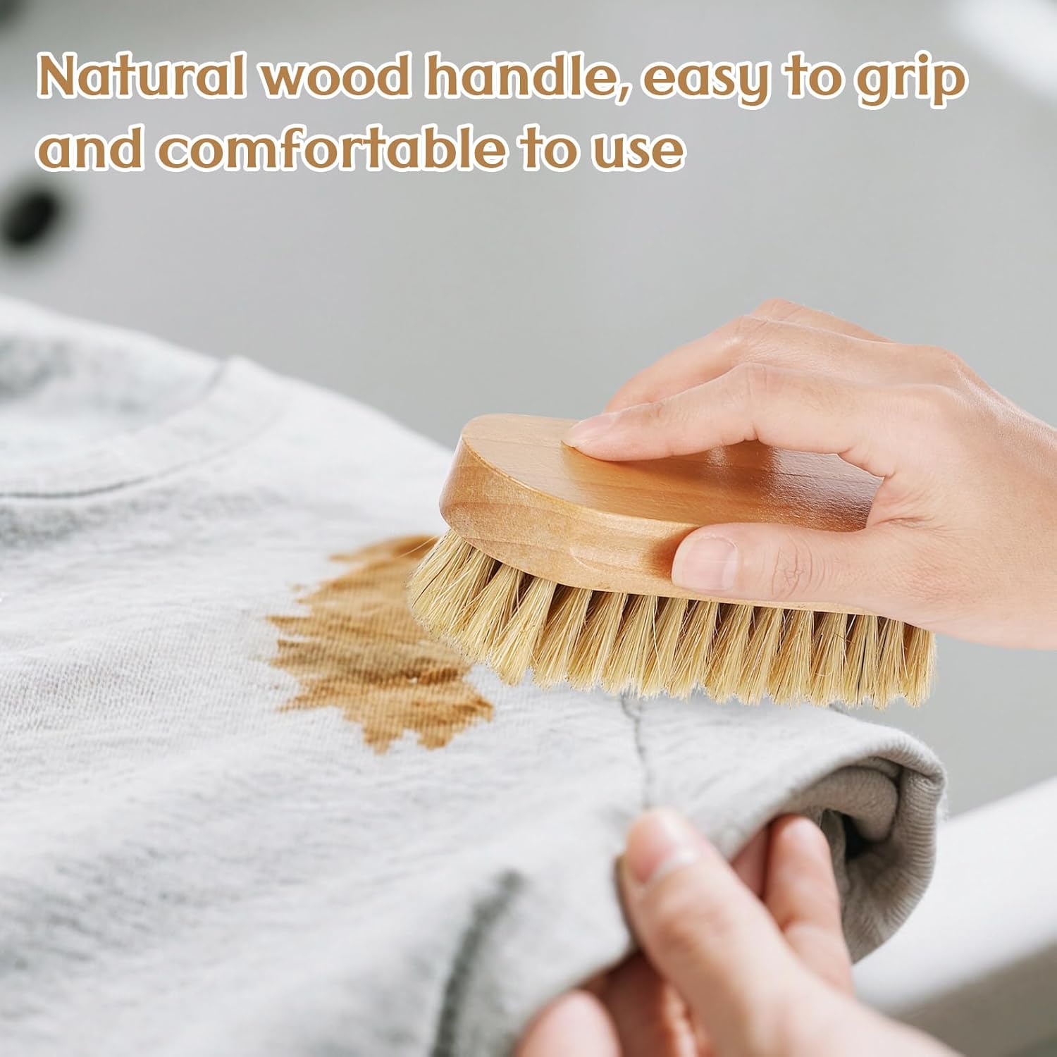 3 Pcs Wood Laundry Stain Brush Stain Remover Brushes with Boar Bristle Small Stain Brush for Clothes for Scrubbing Stains from Furniture Fabric Leather(3 Pcs F)